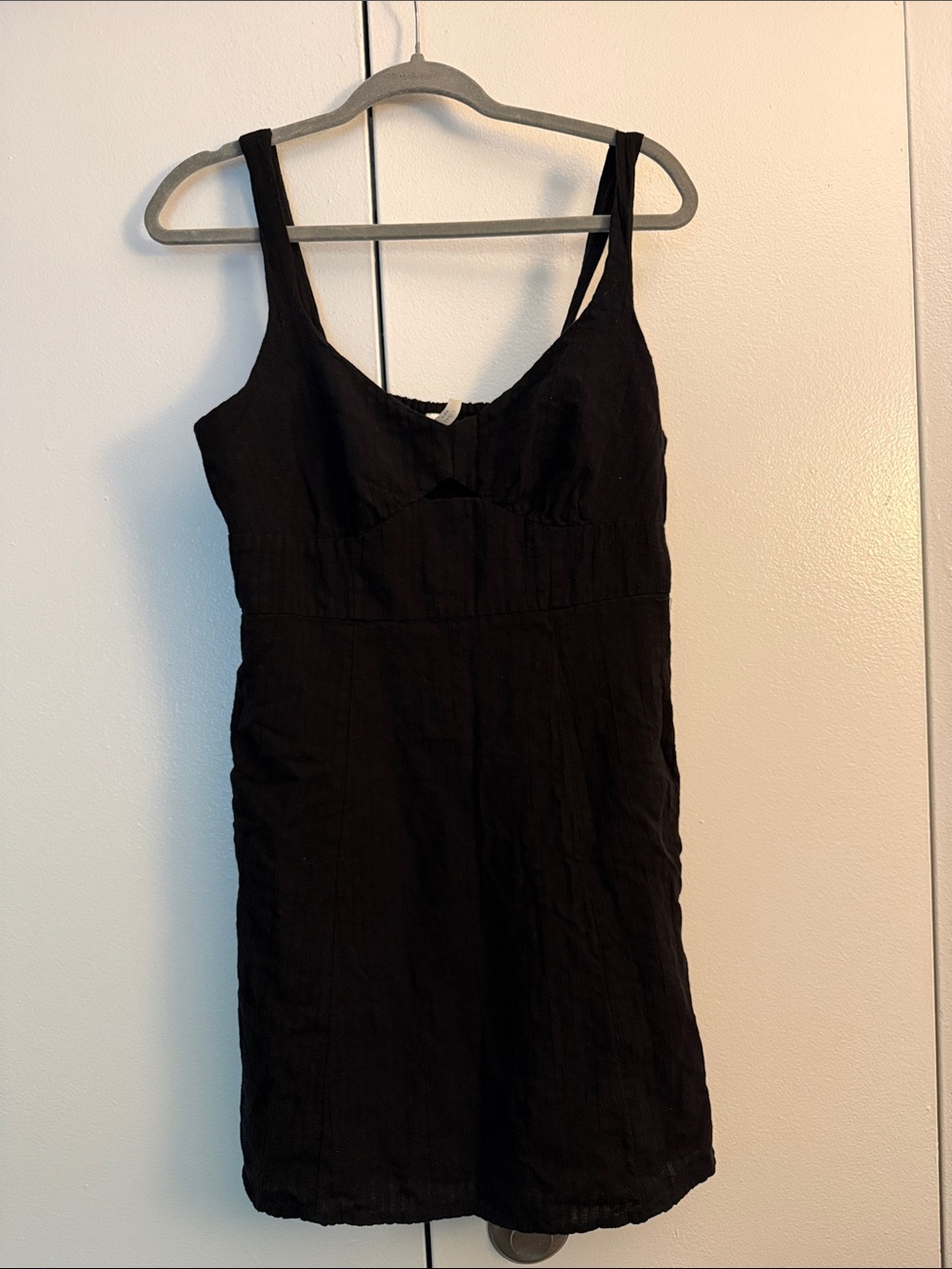 American Eagle Outfitters Black Cotton and Linen Blend Black Mini Dress Size M